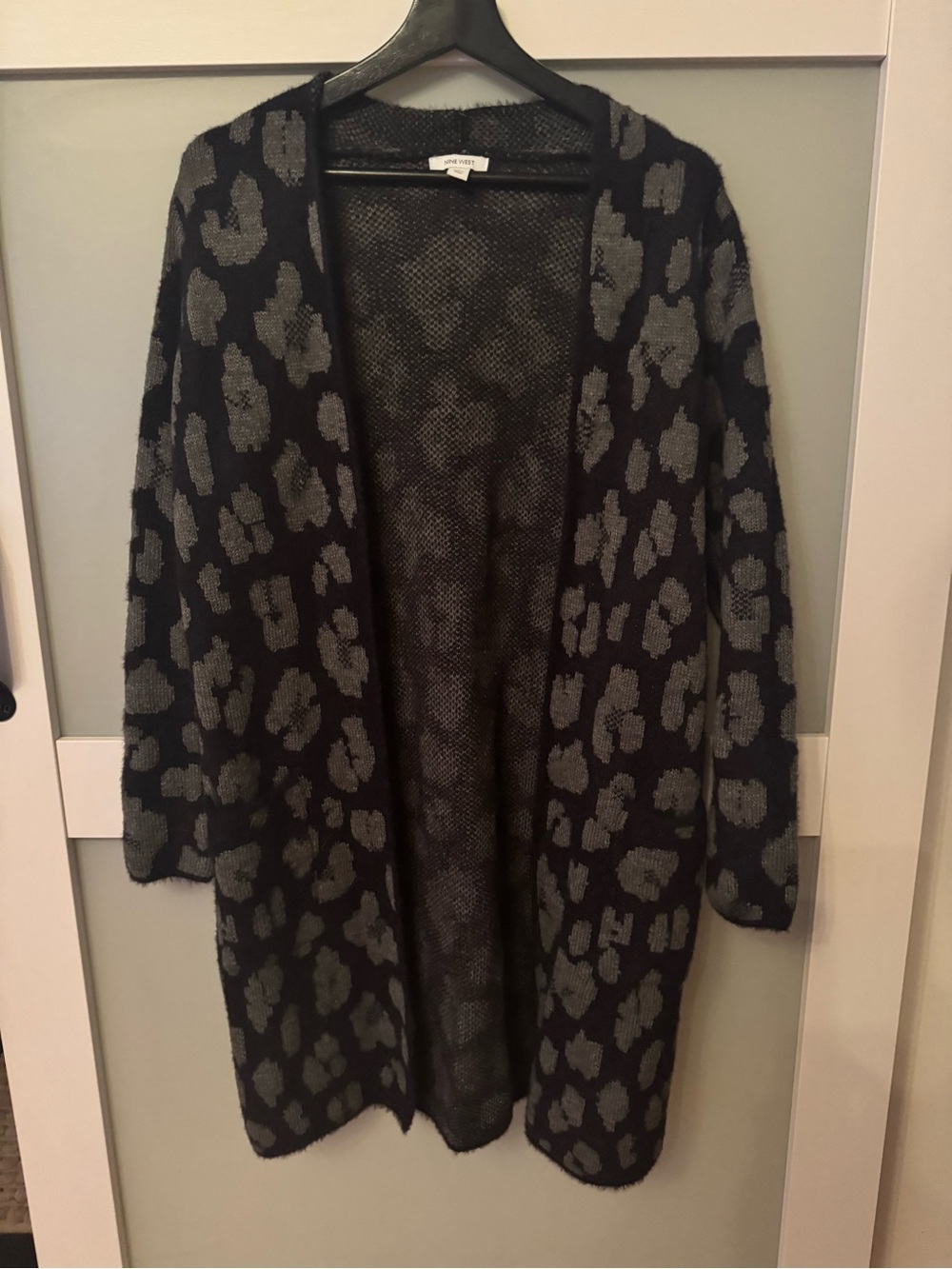 Nine West Open-Front Cardigan in Black & Gray